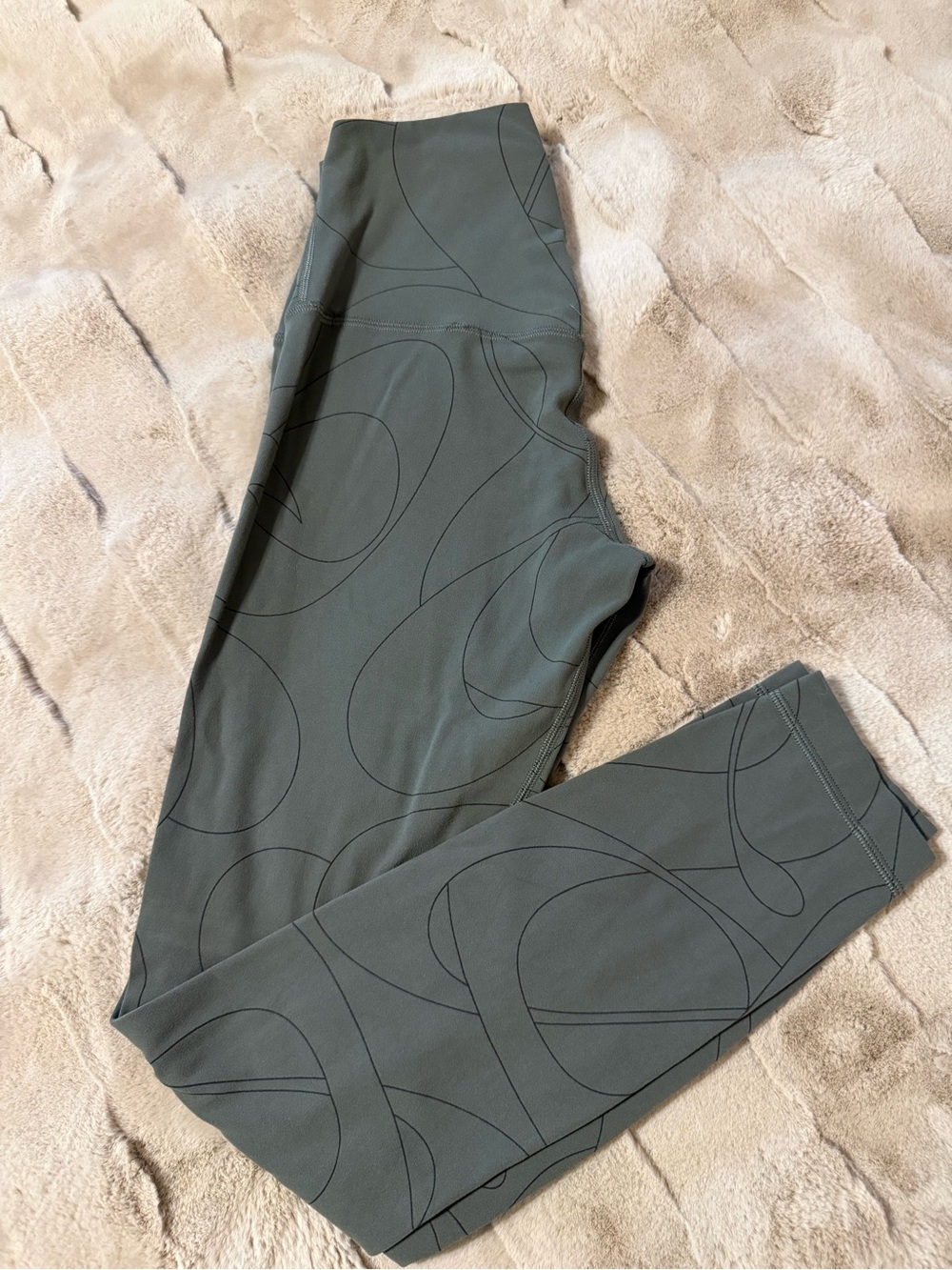 lululemon athletica Olive Green High-Rise Leggings with Black Swirl Print